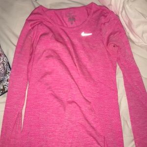 Nike Dry Fit Logn Sleeve Pink Shirt